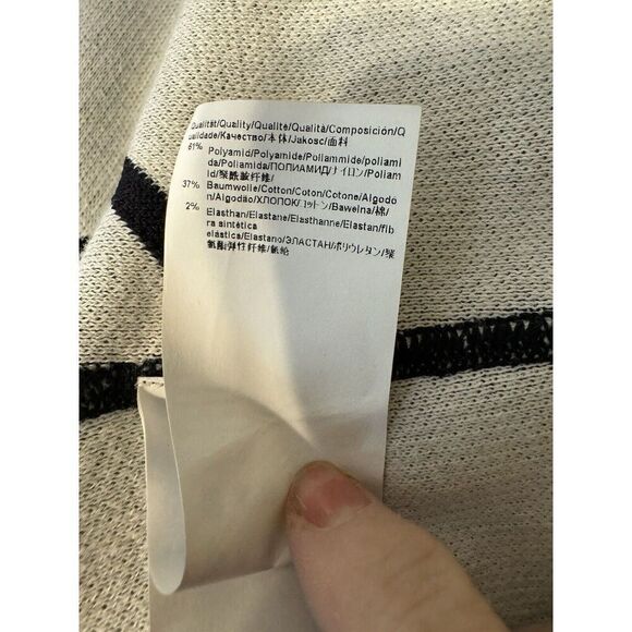 Hugo Boss Men's Black White Rone Cotton Blend Sweater Striped Logo Size M - Picture 5 of 6